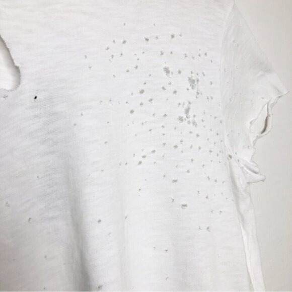 Amiri slash tee  cropped white distressed tee shirt - Picture 3 of 13